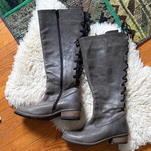 Wolky Women's Gray Lace-Back Knee-High Boots